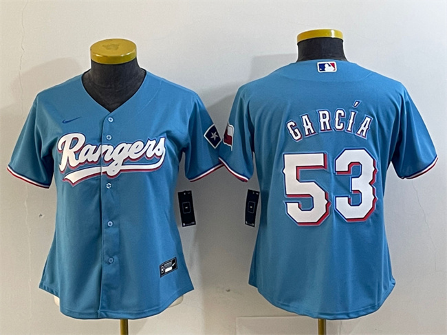 Women's Texas Rangers #53 Adolis García Blue With Patch Stitched Baseball Jersey(Run Small)